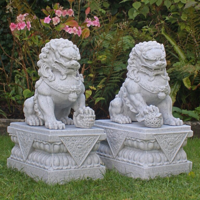 5060235335198 1 Enigma Marble Resin Temple Dog Granite Pair Xl Garden Statue.jpg